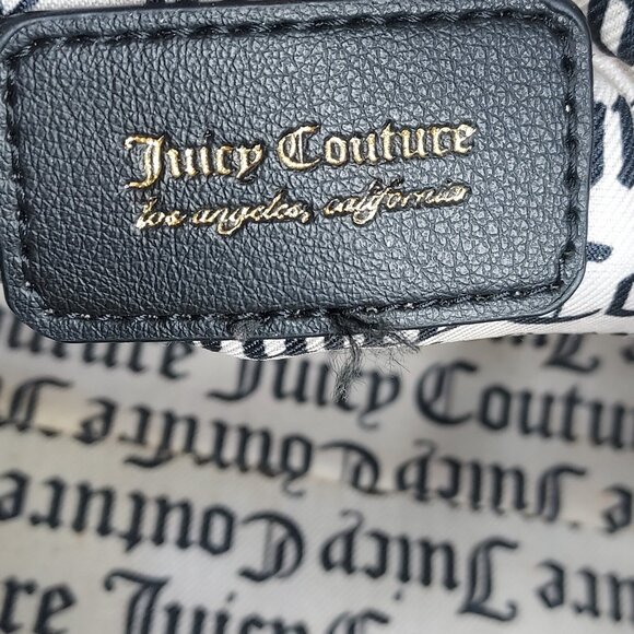 Juicy Couture Purse Black White Billboard Tote Pink Flower Satchel Bag Logo - Picture 12 of 16